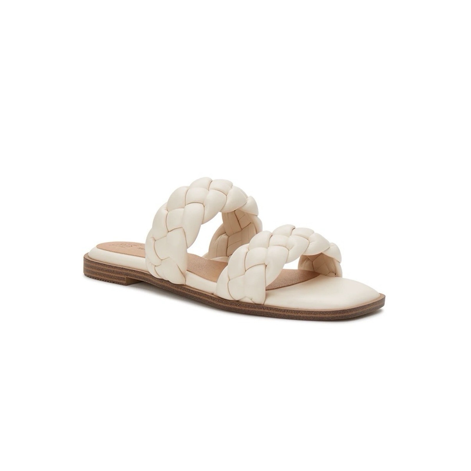 Women's Time & Tru Braided Two Band Sandals Bone Size 9.5